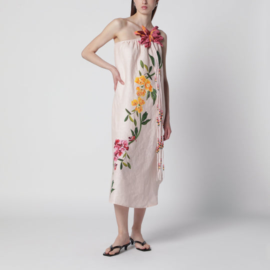 Garden Terrace Floral-Print Linen Maxi Dress