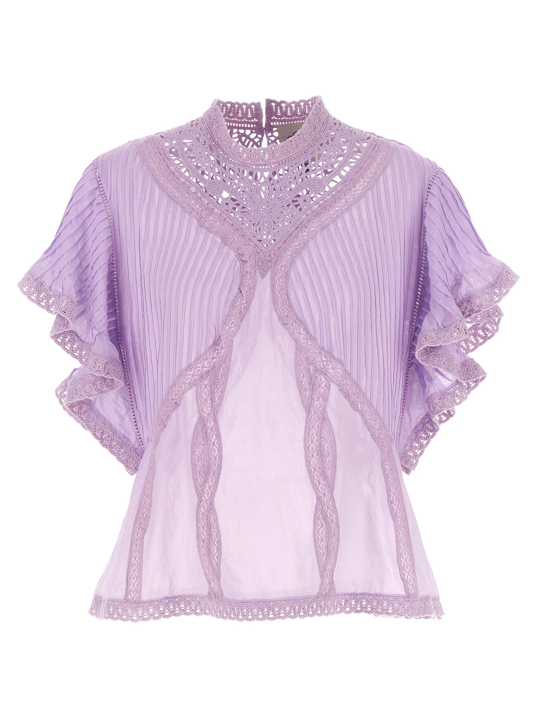Farm Rio Openwork Detail Blouse Shirt and Blouse - Purple | 3cd1cb8df86e88612cc5b33a10de0915441062cd