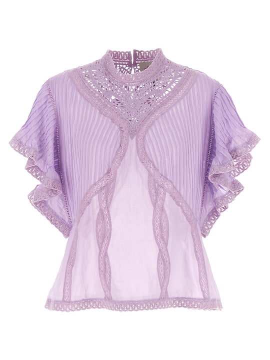 Openwork Detail Blouse Shirt And Blouse Purple