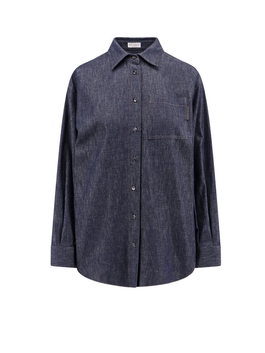 Denim Shirt With Monili Detail