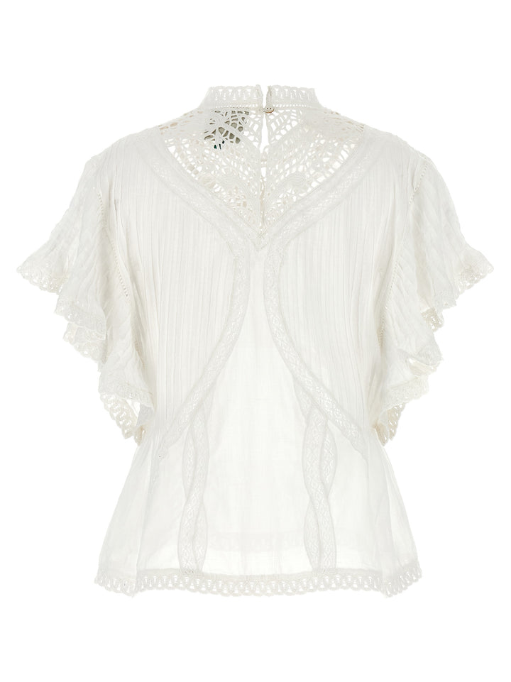 Farm Rio Openwork Detail Blouse Shirt and Blouse - White | 8776fbfde5e6d4506a49739e2de5d5d7f75070c2