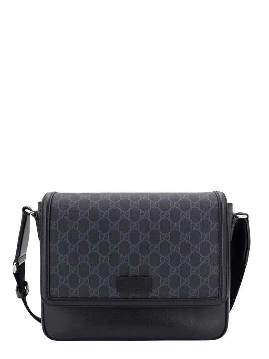 Gg Supreme And Leather Shoulder Bag With Frontal Patch