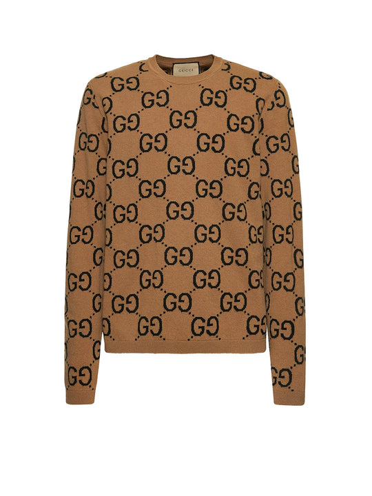 Wool Sweater With All-Over Gg Motif