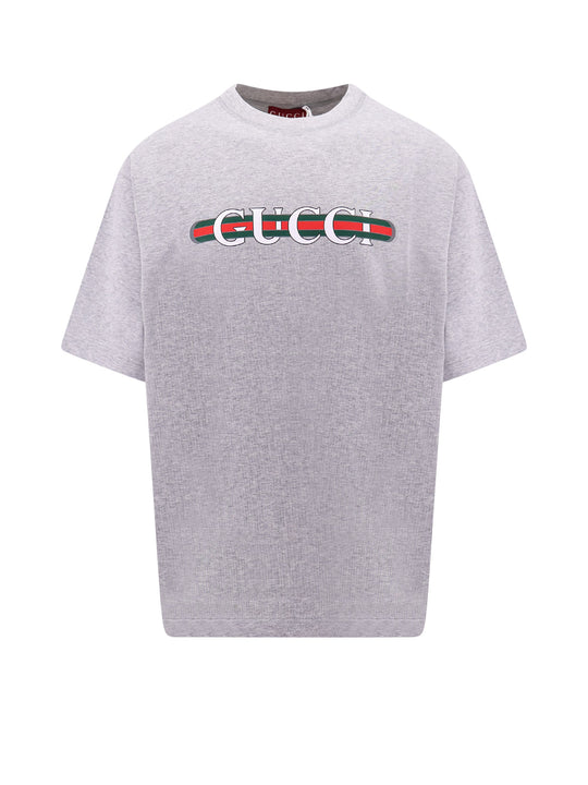 Cotton T-Shirt With Gucci Web Print