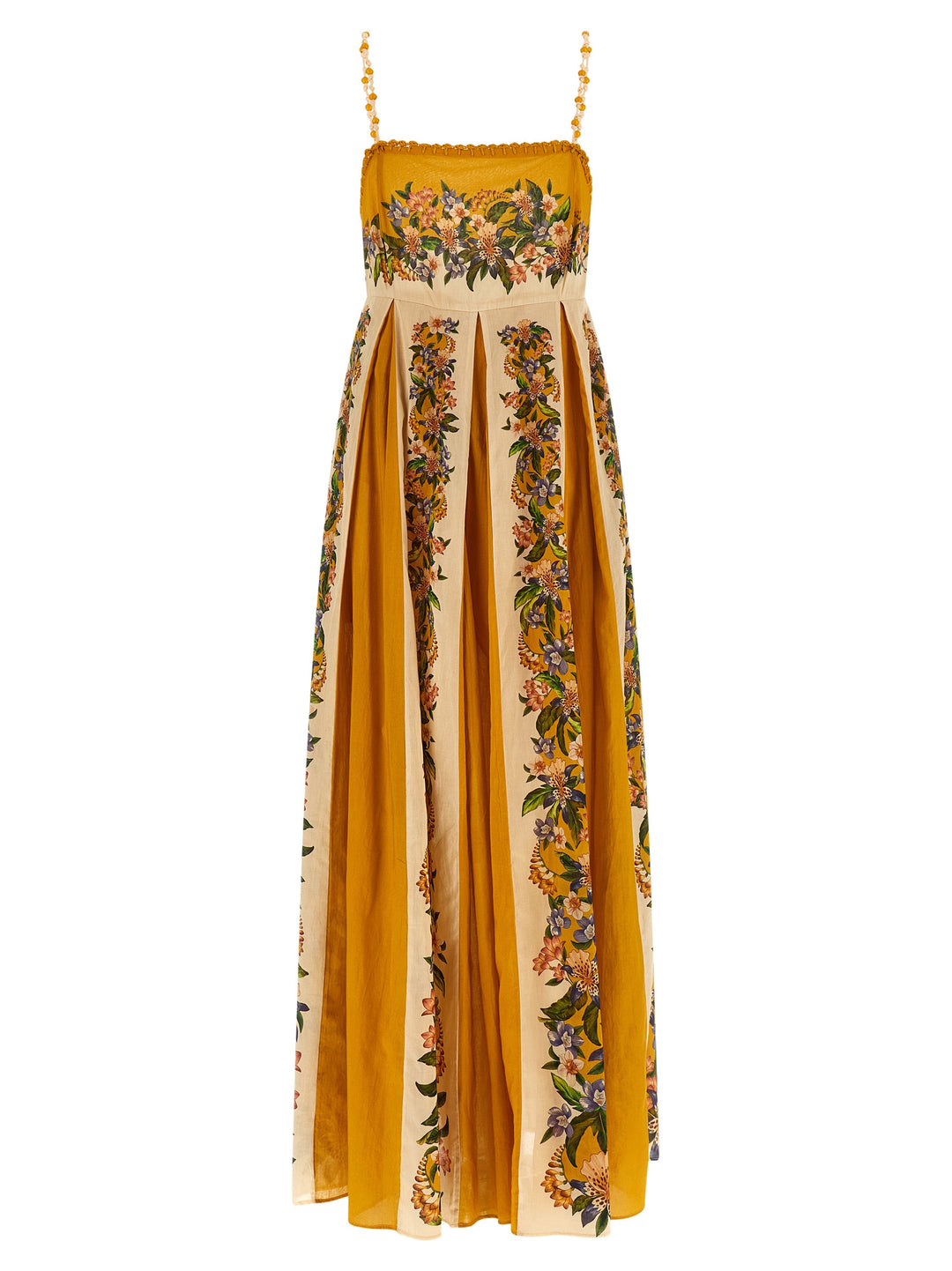 Farm Rio Sand Hilo Stripes Maxi Dresses - Yellow | c87ebdc39899ed2c067cdd5be2b3b90923a56f22