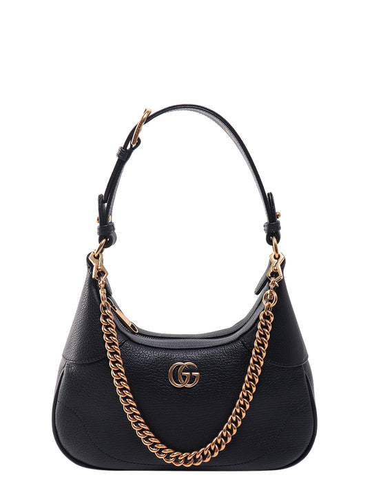 Leather Shoulder Bag With Frontal Double G
