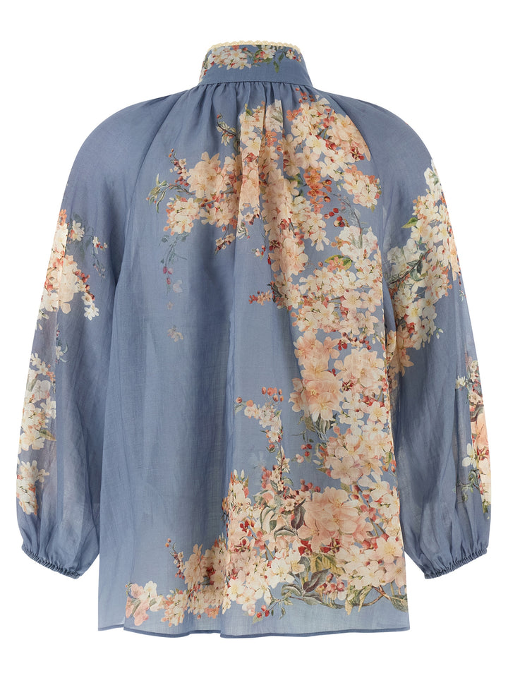 Zimmermann Cascadian Billow Shirt and Blouse - Light Blue | 3fe79b0a4eae4de422778969808bee35aaf09555
