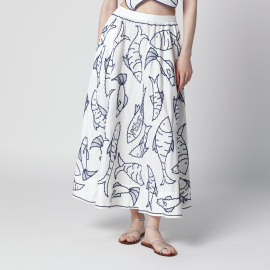 Midi Skirt With Marine Embroidery