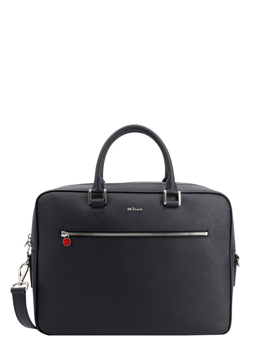 Leather Briefcase With Frontal Logo