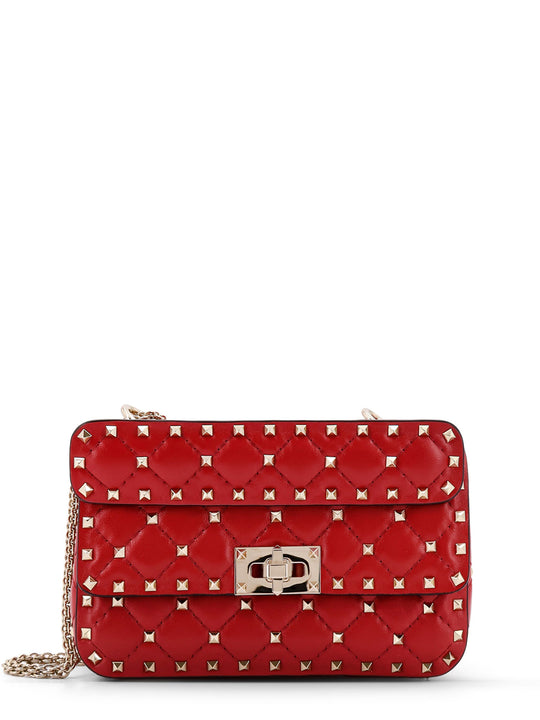 Quilted Leather Shoulder Bag With Iconic Studs