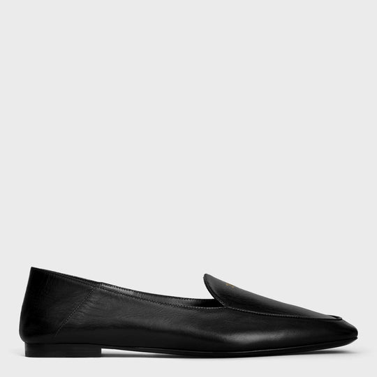 Black Leather Loafers With Triomphe Logo