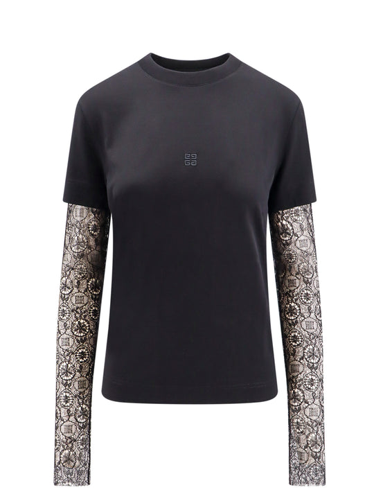Cotton T-Shirt With 4g Lace Detail