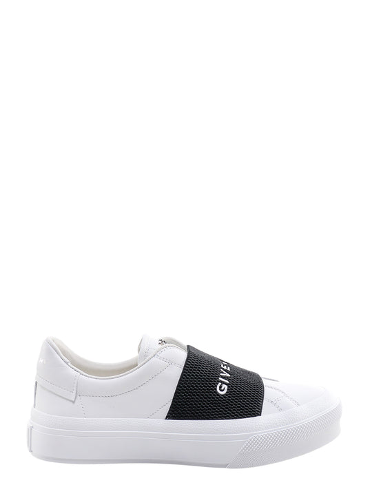 Leather Sneakers With Contrasting Logoed Band