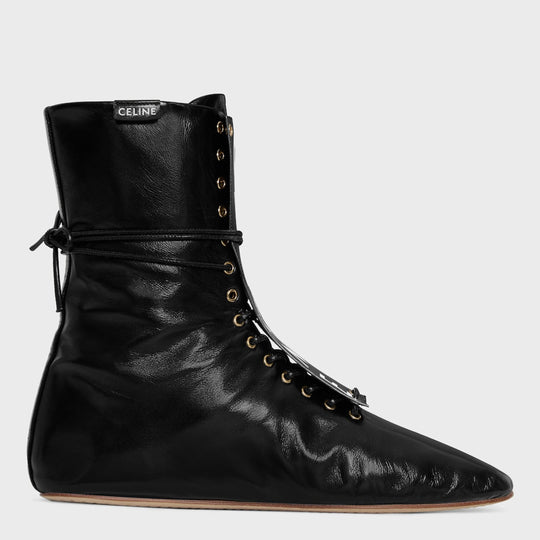 Ballet High Lace-Up Boot In Lambskin Black
