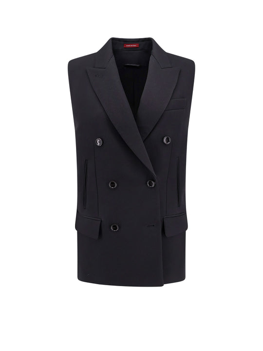 Double-Breasted Wool Vest With Web Detail On The Back