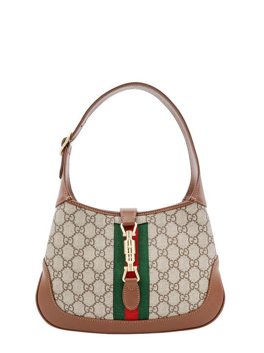 Gg Supreme Fabric And Leather Shoulder Bag With Iconic Web Band