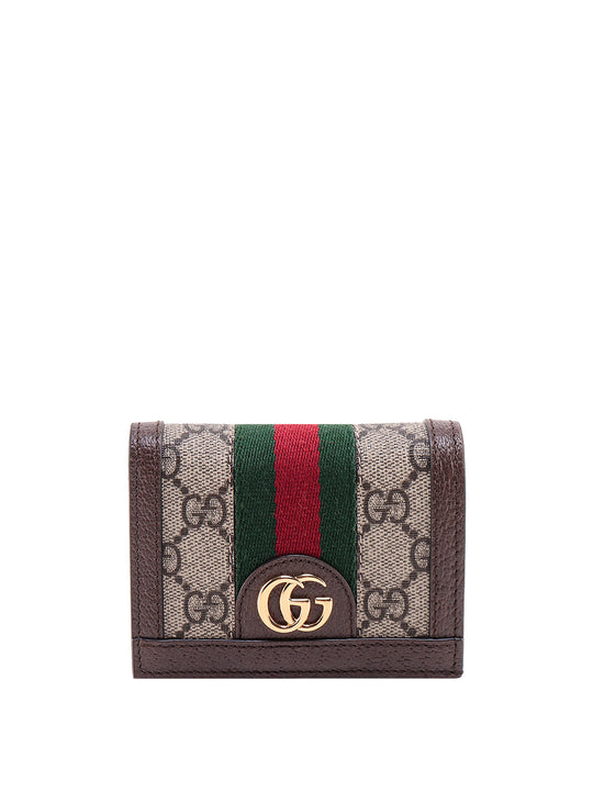 Gg Supreme Fabric And Leather Wallet With Iconic Web Band