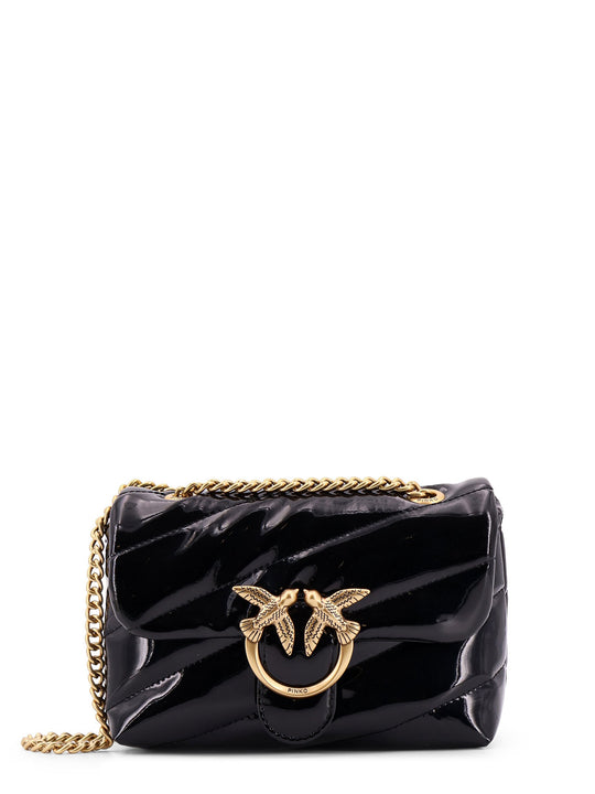 Patent Material Shoulder Bag With Love Birds Buckle