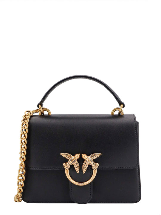 Leather Handbag With Diamond Cut Love Birds Buckle