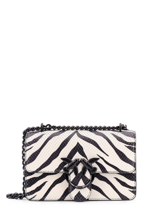 Leather Shoulder Bag With Zebra-Striped Print