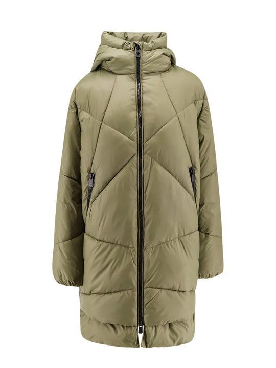 Padded And Quilted Hooded Long Jacket