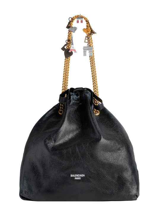 Leather Shoulder Bag With Used Effect