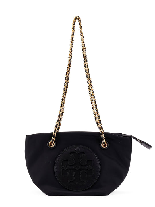 Nylon Shoulder Bag With Frontal Leather Logo