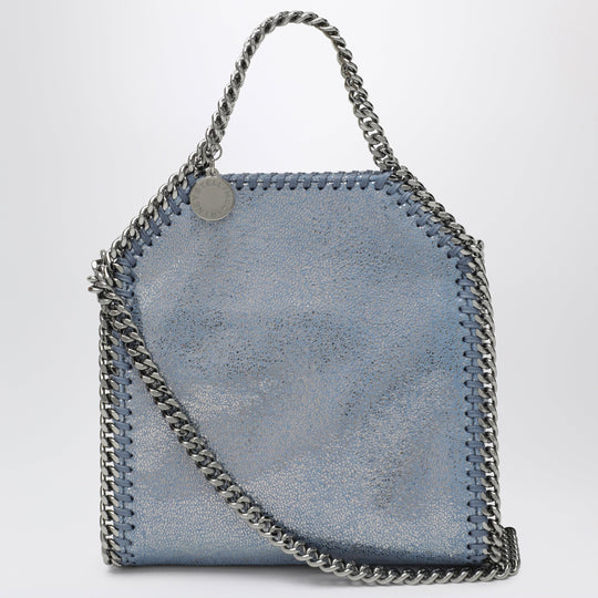 Micro Falabella Tote Bag In Metallic Denim Coloured