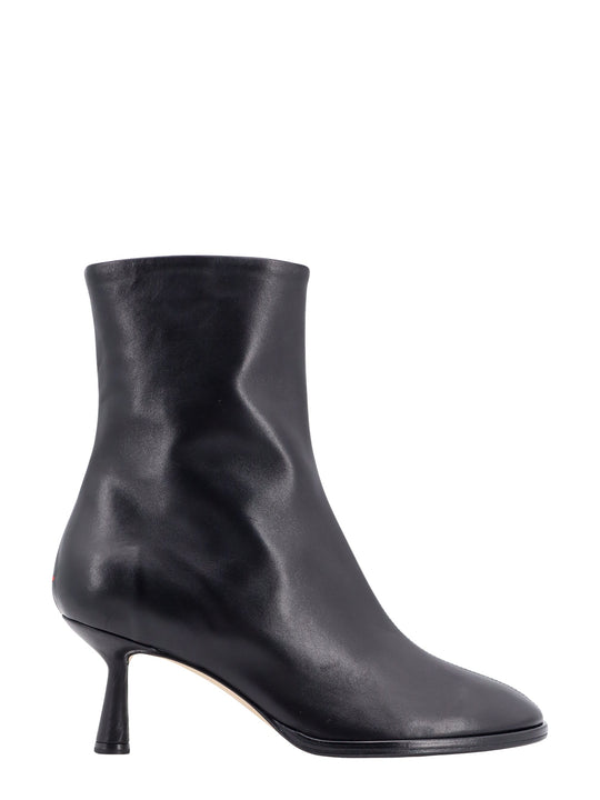 Leather Ankle Boots With Sculpted Heel