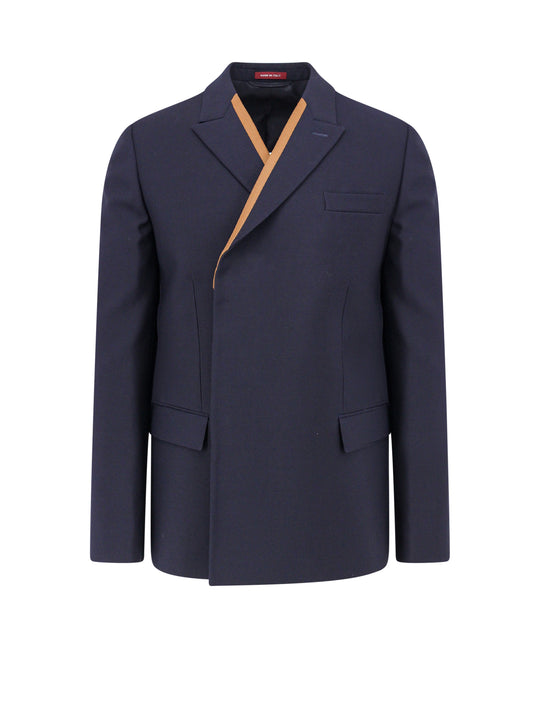 Wool Blazer With Contrasting Profile