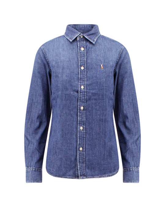 Denim Shirt With Emnbroidered Logo