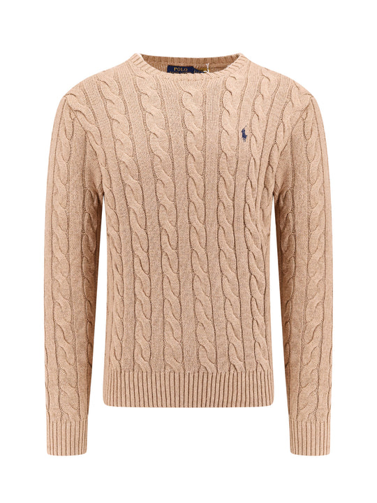 Cable Knit Cotton Sweater With Iconic Logo