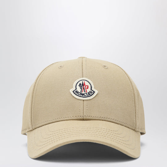 Beige Baseball Cap With Logo Patch