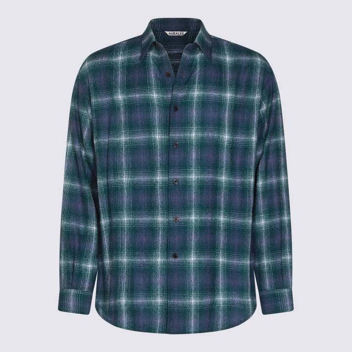 Auralee Shirts - FOREST GREEN X NAVY | 7e58687db858999e7d4345dc20d21e90bb3bbfc0