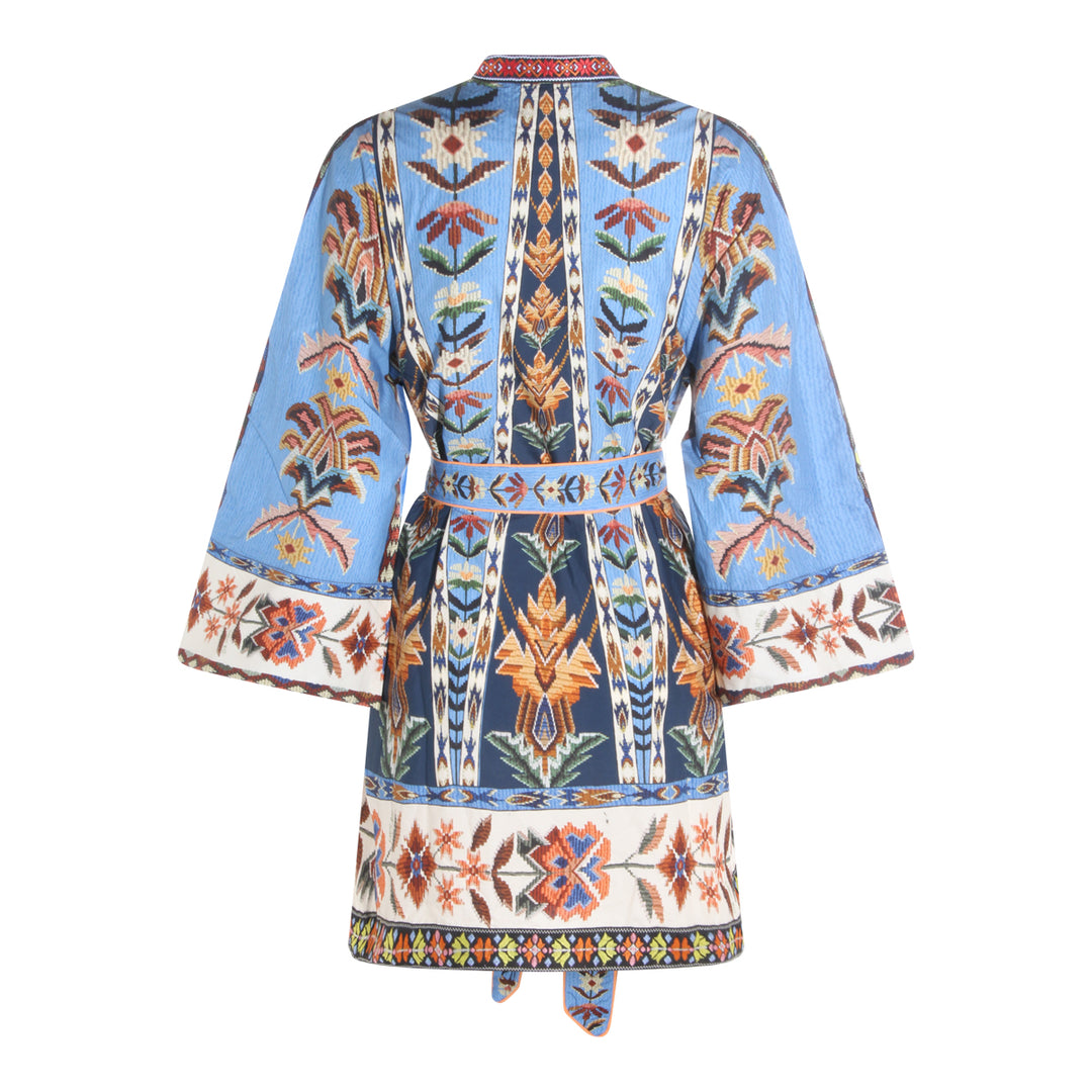 Farm Rio Dresses - EMBROIDERED TAPESTRY BLUE | 502d7607227a31300f93c6972ba9a241719598d3