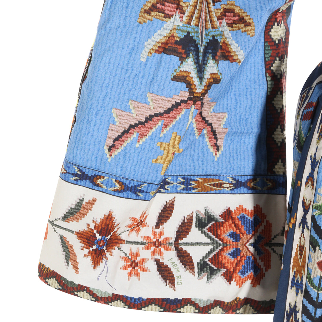 Farm Rio Dresses - EMBROIDERED TAPESTRY BLUE | ed36c06fcbff8cb3550d82491700b59f98d90476