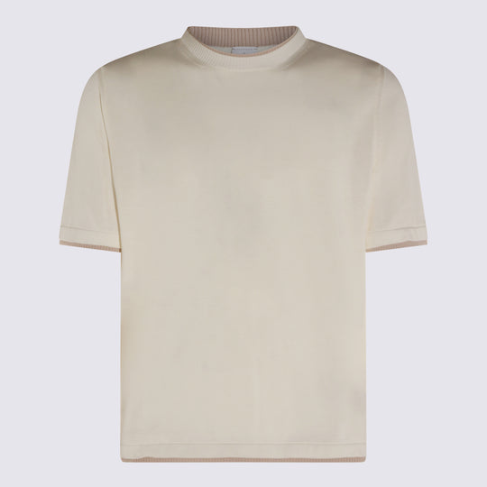 T-Shirts And Polos Bianco-Beige