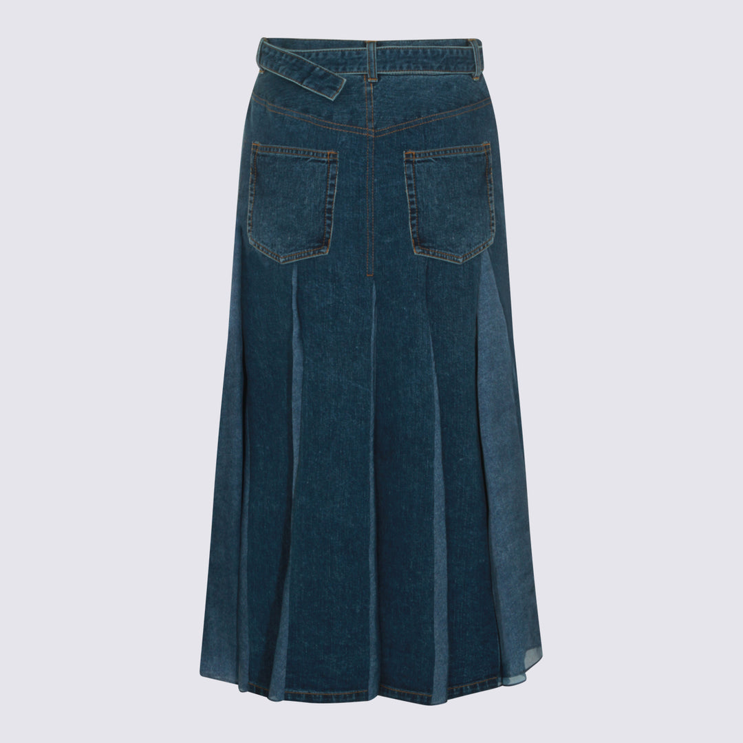 Sacai Skirts - Blu e verdi | d64c5d58260272188ebb575b4649c630e717bb50