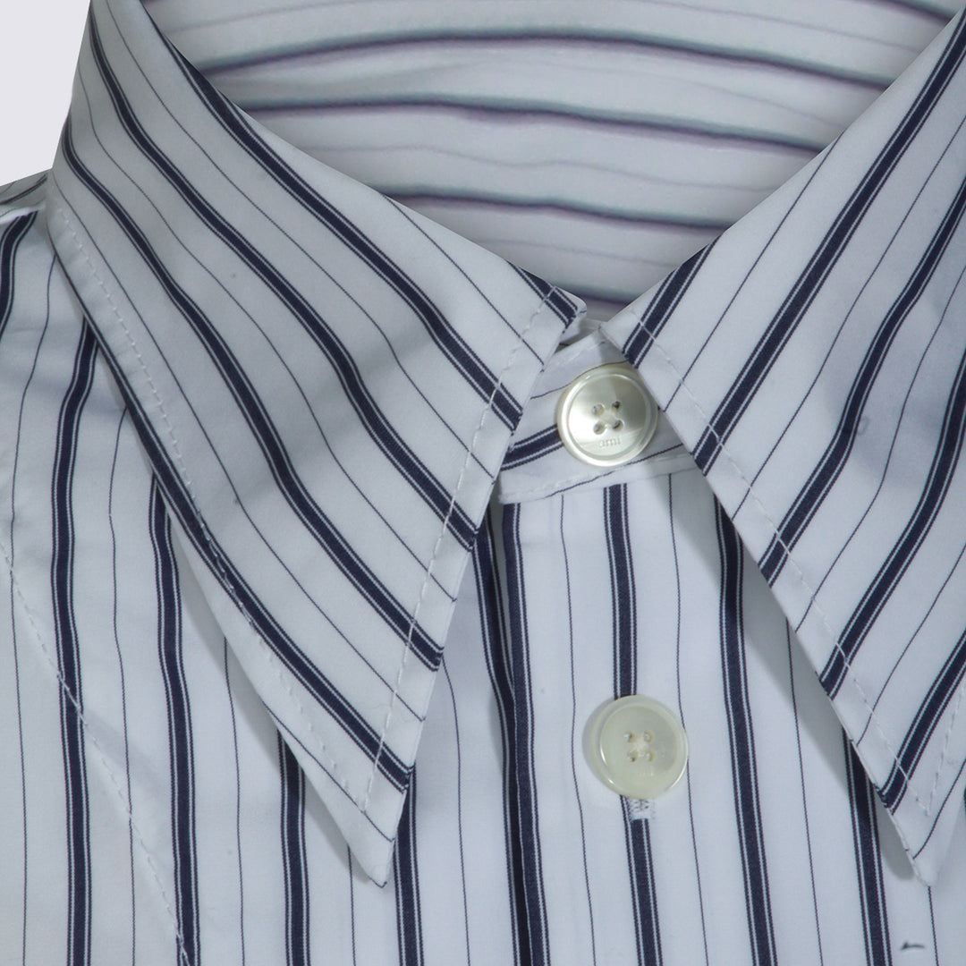 Ami Paris Shirts - White-Blue | 10830e0ca1ba3cdac55d85fc2272b60c96b09fc6