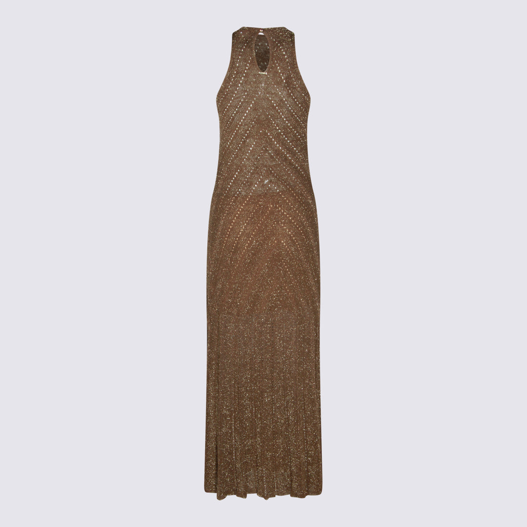 Twin-Set Dresses - COFFEE LIQUEUR LUREX | 5eb08fa789bbdc4f060eeeb9dfe82b9740928e19