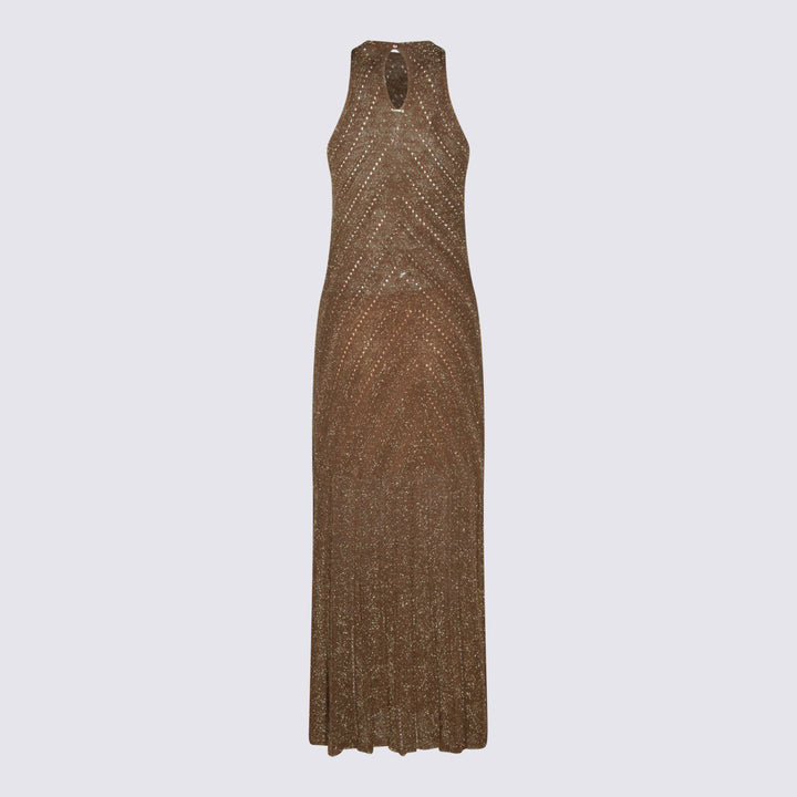Twin-Set Dresses - COFFEE LIQUEUR LUREX | 5eb08fa789bbdc4f060eeeb9dfe82b9740928e19