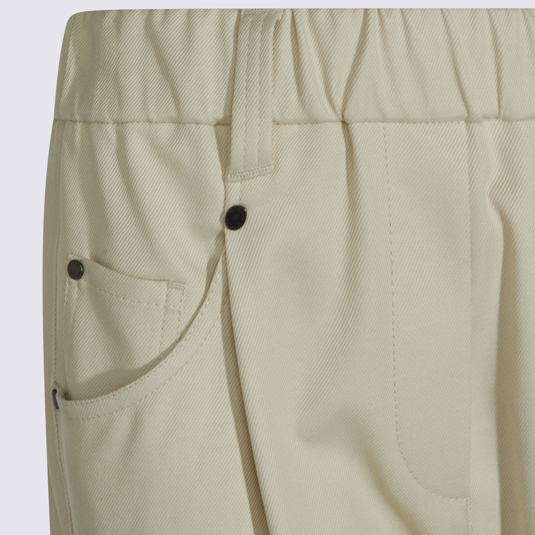 Brunello Cucinelli Trousers - LATTE D'AVENA | 74937d3cd75ea5be57f8a7a98aa63bd90e12c7ff