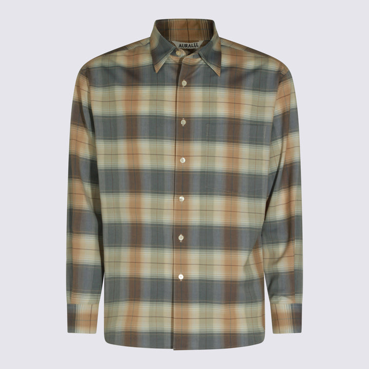 Auralee Shirts - LIGHT BROWN CHECK | 28da8ff408a3f1081c0b10bf1427937dd54a515c