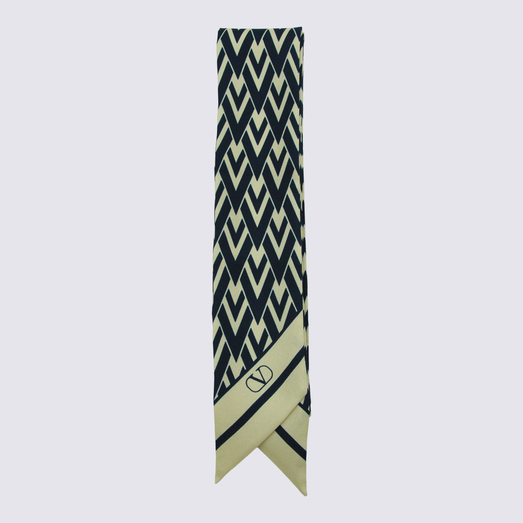Valentino Garavani Scarfs - AVORIO/BLU NAVY | 26f9f91958a11837bc4d38ec05bfd5781ef7f2a2