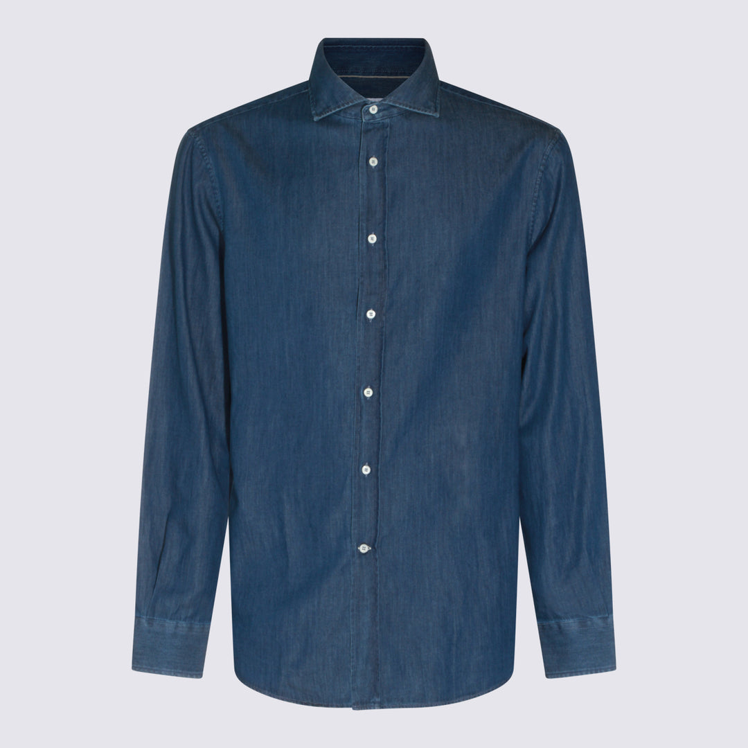 Brunello Cucinelli Shirts - Indigo | 283d2dbcd551ee5ee39a7bc4a7057fece0a16260