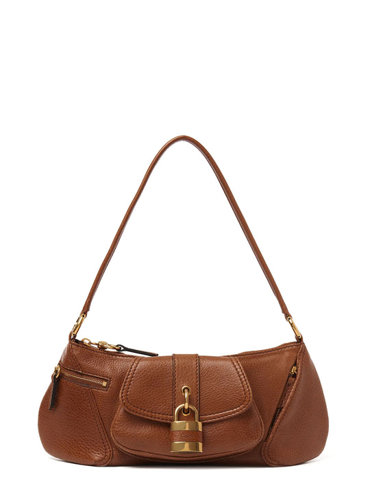 Leather Shoulder Bag With Paddington Lock Detail