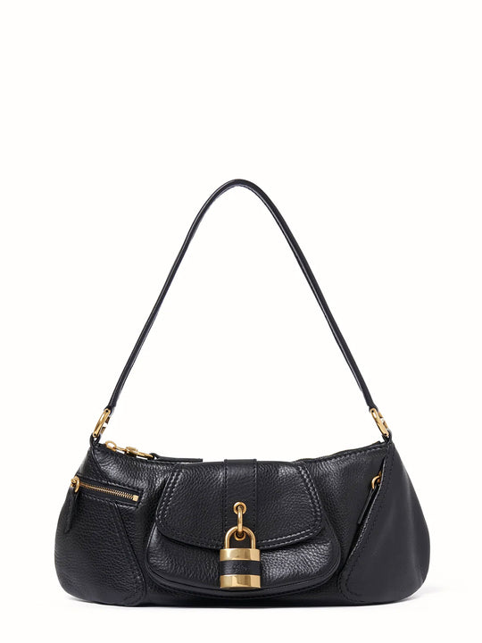 Leather Shoulder Bag With Paddington Lock Detail