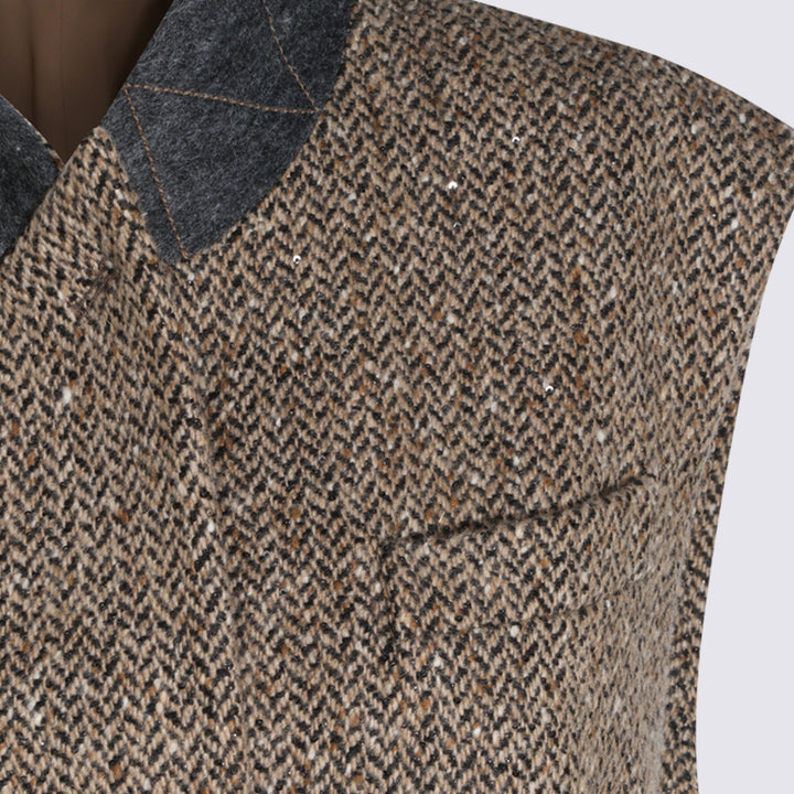 Brunello Cucinelli Jackets - CAMEL/NERO | 2a873bddfad22d85413d6d66b3d8dc30b031042b