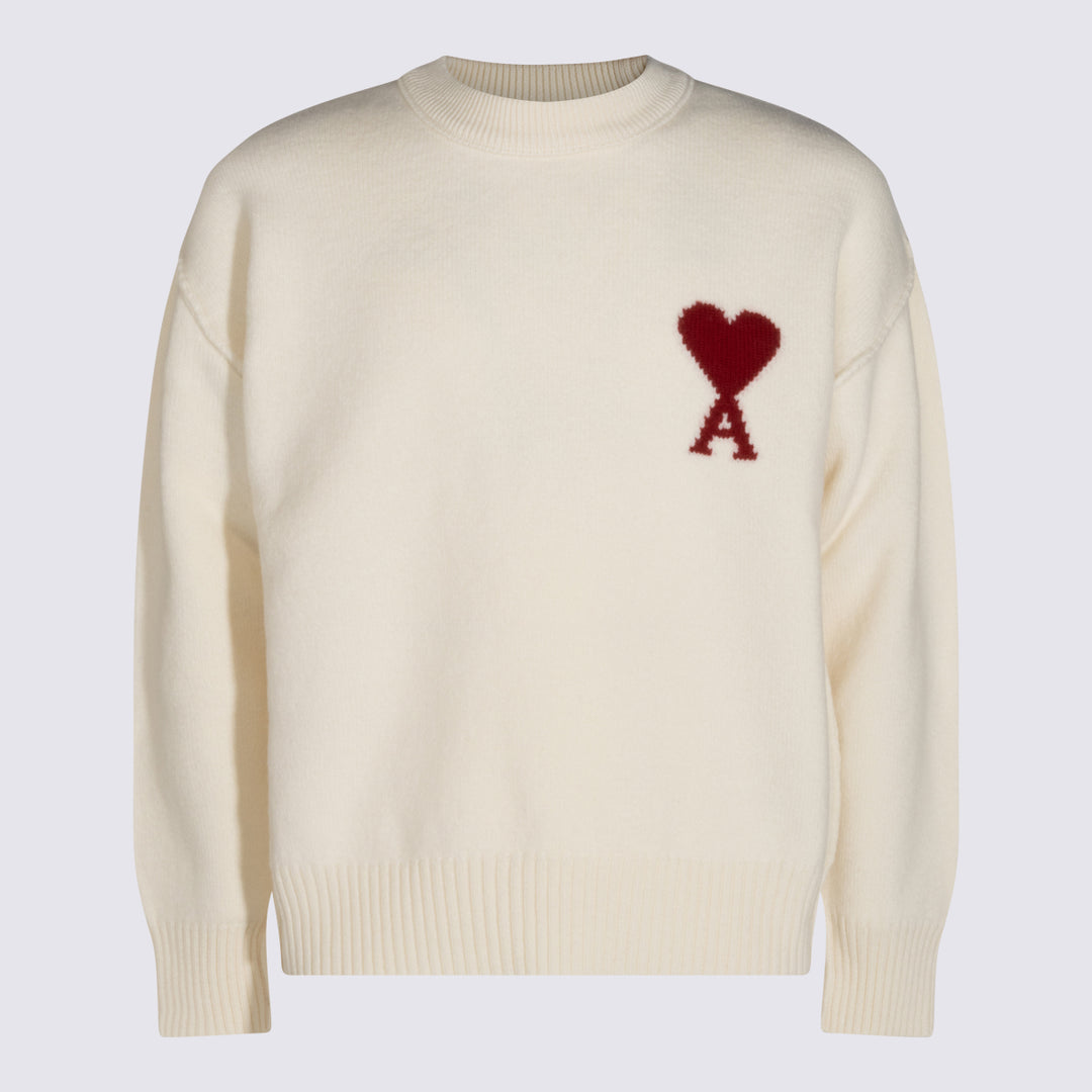 Ami Paris Sweaters - ECRU/ROUGE | a97677e8e5b0efcf56f05a48d31c14248d5aa797
