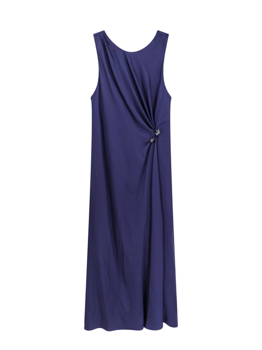 Silk Dress With Frontal Jewel Detail